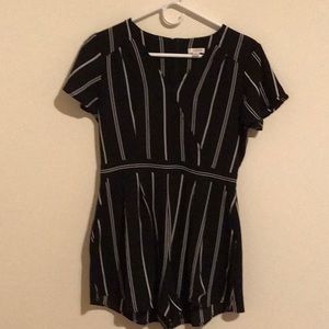Xhilaratiom black and white pin stripe romper